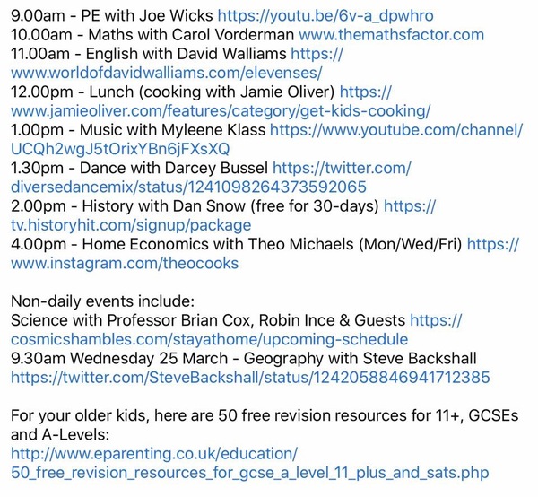 YouTube classes whilst home