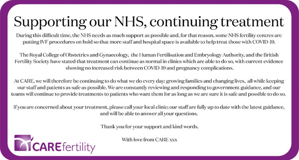 Coronavirus and fertility clinics.