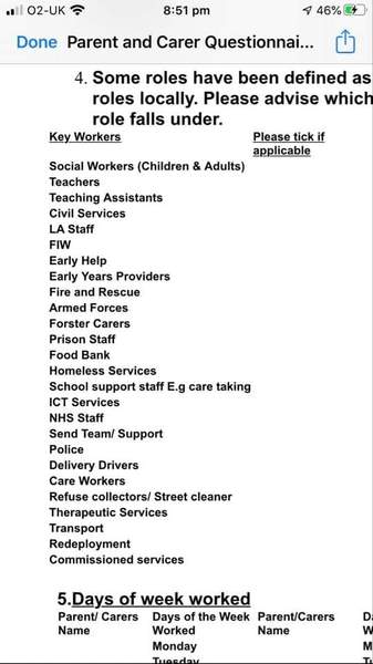 Why has school places changed from both parents being key workers to just one being a key worker?