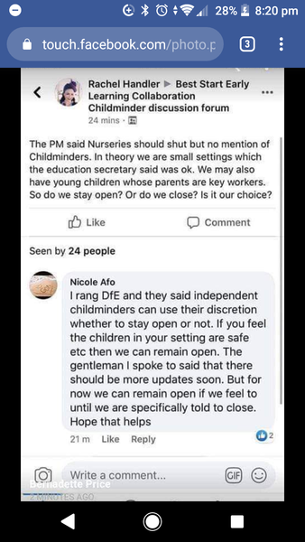 Asking parents for payment when setting is closed