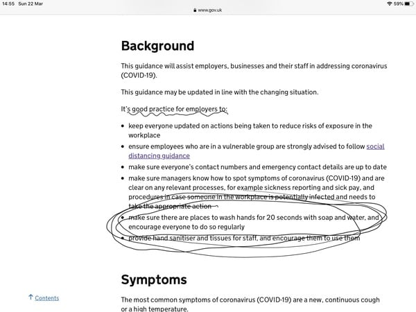 should dh not have his employees with him on H&S grounds