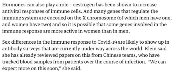 Guardian reports COVID19 mortality & mentions sex chromosomes