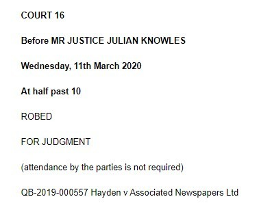 In court tomorrow