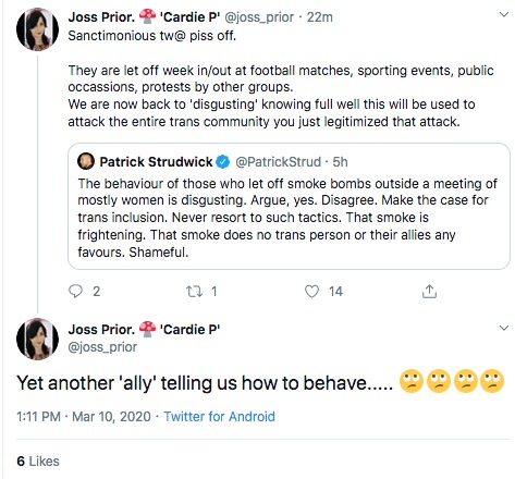 Smoke Bombs outside Labour Womens Declaration meeting.....