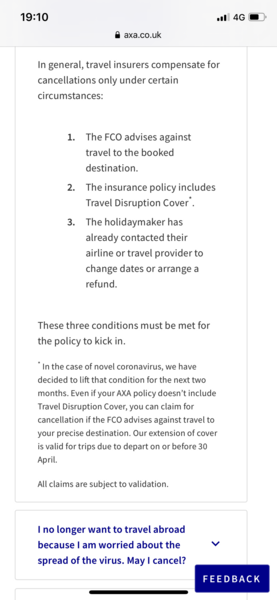 Can’t bloody believe insurance won’t cover if FCO restricts flights!