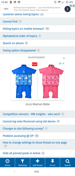 Advert in the middle of every section