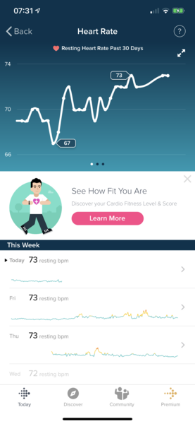 Tracking your cycle and possible bfp with rhr on Fitbit.