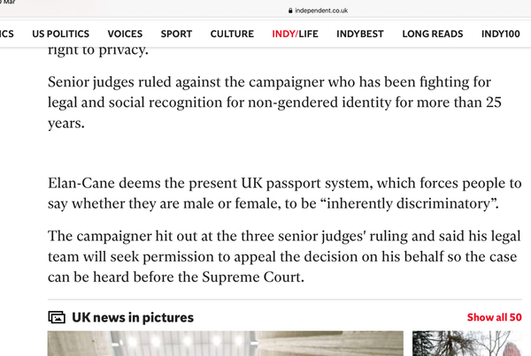 Gender-neutral passport rules are 'unlawful', Court of Appeal hears
