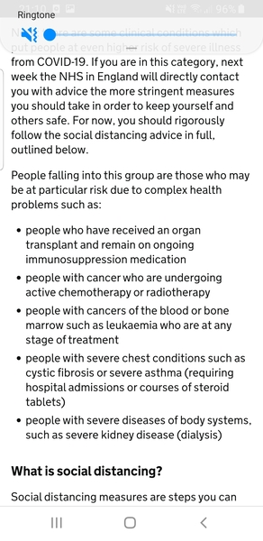 From the Weekend do the high risk need to self isolate or social distance?