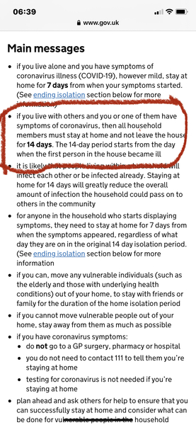 When do we need to self isolate to?