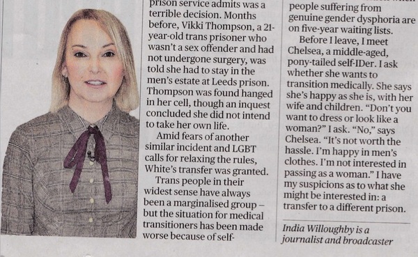 India Willoughby in the Times