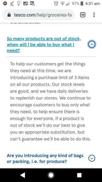 Lucky enough to have a Tesco delivery tomorrow.  Will it have anything on it?