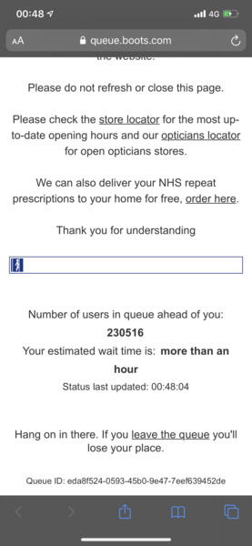Why is there a queue of over 200k to get on the boots website at nearly 1am?