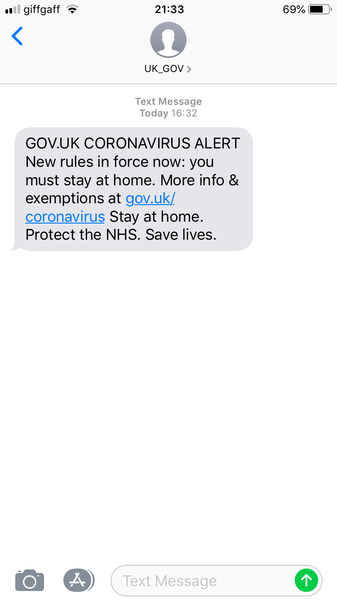Text from the government only on O2?