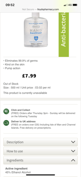 Has anyone actually found hand sanitiser inStock online to be delivered??