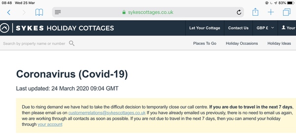 Sykes Holiday Cottages - refusing refunds