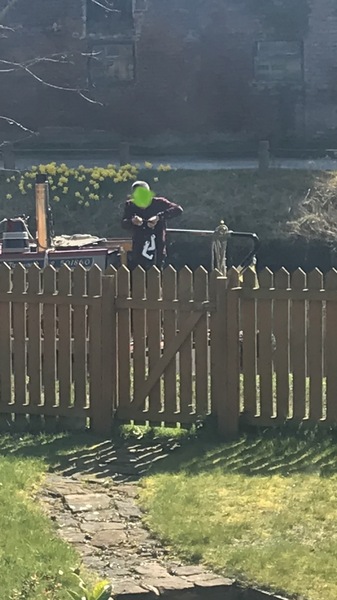 There is a bloke in a barge at the bottom of my garden.