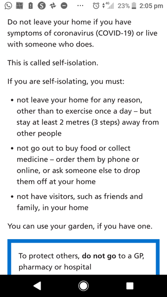 Can you exercise outside during isolation?