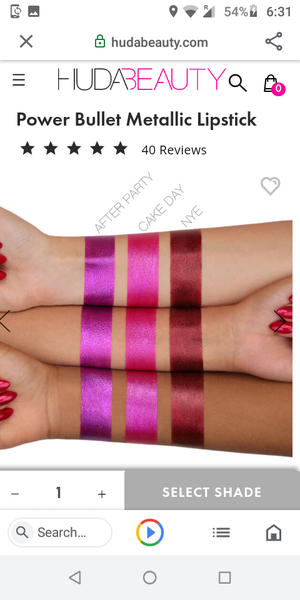 Huda Beauty metallic lipstick