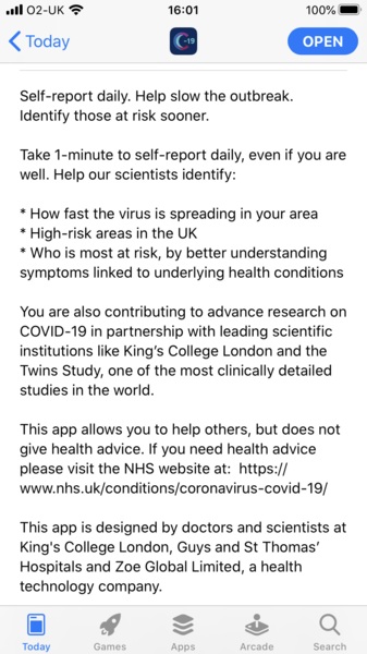 Symptom tracking app