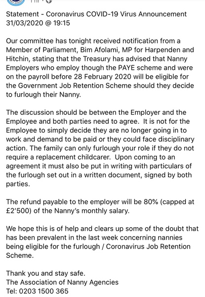 Coronavirus- can nanny still work?