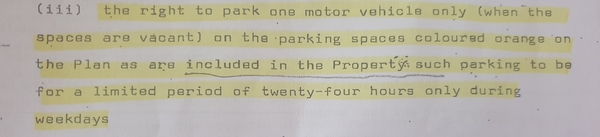 Parking covenant on title deed