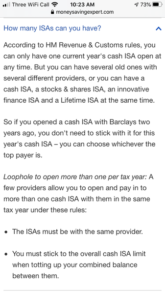 Is anyone able to settle a dispute regarding ISA allowance.