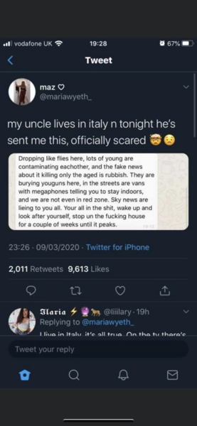 Does anyone live in italy or a highly infected area