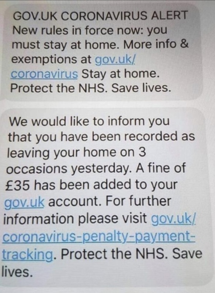 Coronavirus fines sent by text SCAM look inside