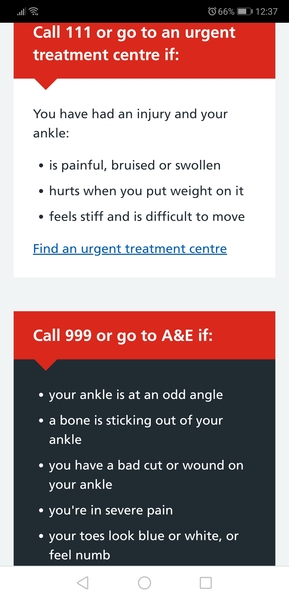 To refuse to take DS to hospital for a sprained ankle