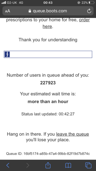 Why is there a queue of over 200k to get on the boots website at nearly 1am?