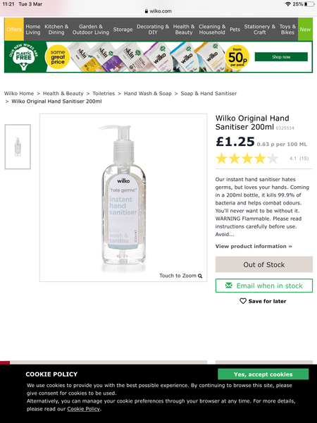 To think I can still buy hand sanitizer