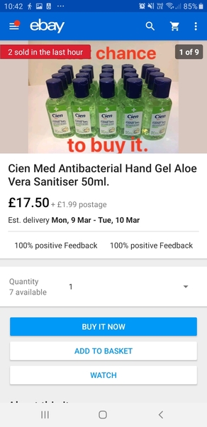 Selfish dicks selling 47p Aldi handgels in eBay for £18?