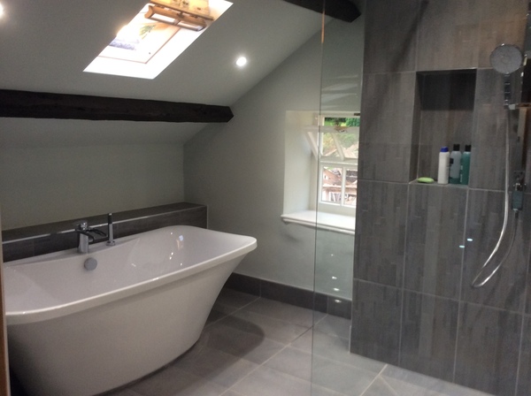 Fully tiled bathroom