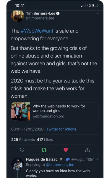 Internet ‘is not working for women and girls’, says Berners-Lee