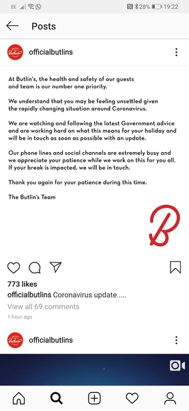 Butlins and Coronavirus