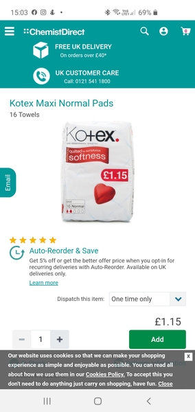 absorbent but narrow pads for DD