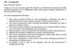 Half of all male prisoners in Scotland who identify as women have been transferred to women's jails