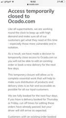 Ocado website shut down