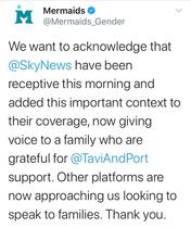 Sky News changes its coverage following lobbying by Mermaids