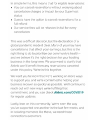 AirBnB - full refunds