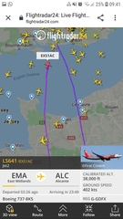 Flight radar shows UK to Spain flights all turning back home mid-air