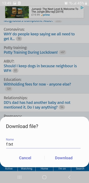 File downloads automatically when on mumsnet