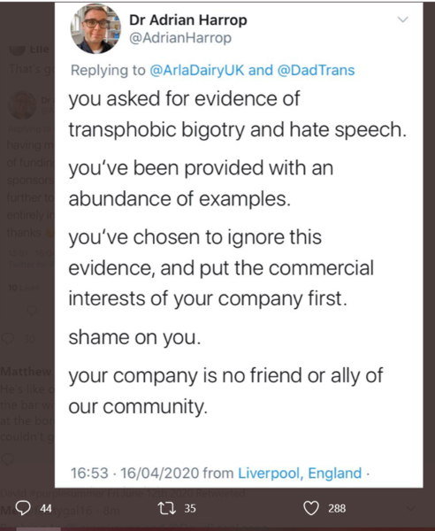 Dr Adrian Harrop (a trans activist) just asked for screen shots of anti trans statements posted here at MN