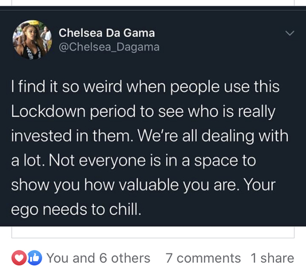 FB meme - you know who your real friends are during this pandemic.