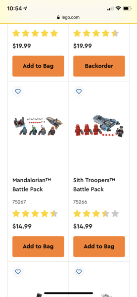 Individual Lego mini figures (especially Stormtroopers)