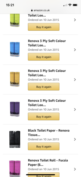 Coloured Toilet Rolls.