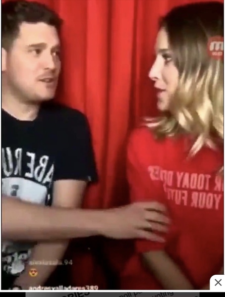 Michael Buble and his wife.  Shocking video.