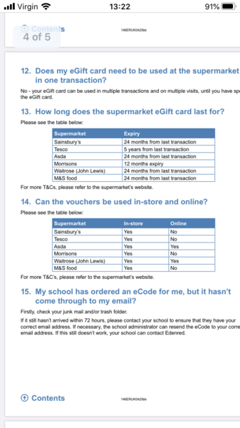 School Lunch Gift Cards