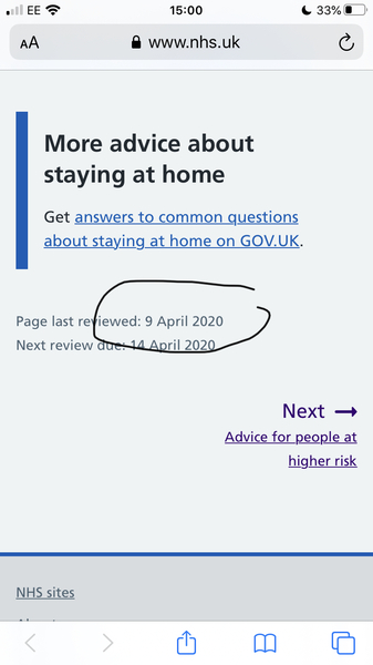 If I have symptoms can dh still go out for exercise/food?